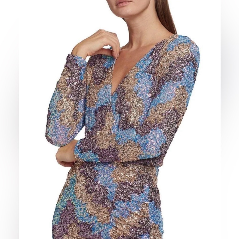 SAYLOR Sequin Mini Dress in Blue and Gold - Picture 5 of 6